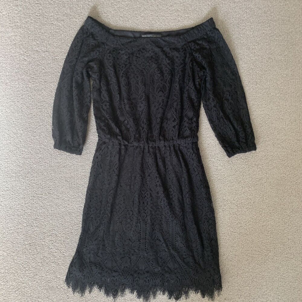 WHBM Dress 00 Black Lace Elegant Party Whimsy Goth Fairy Grunge Feminine New